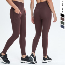 Leggings de cintura alta Pantalones de yoga de entrenamiento de cintura con bolsillos Levegadas atléticas clásicas